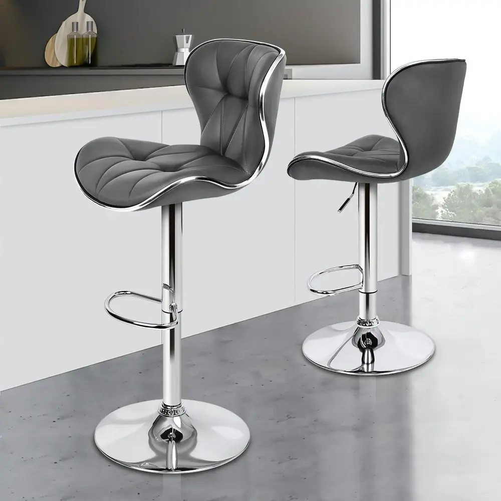 Alfordson Bar Stools Triangle Motif Grey Luna x2