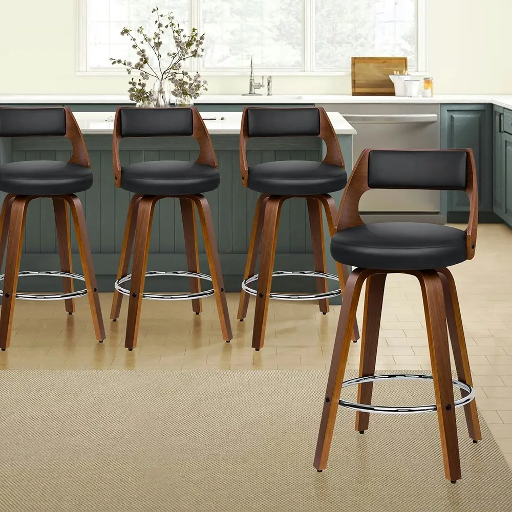 Alfordson Set of 4 Eden Elegant Modern Style Bar Stools (Black)