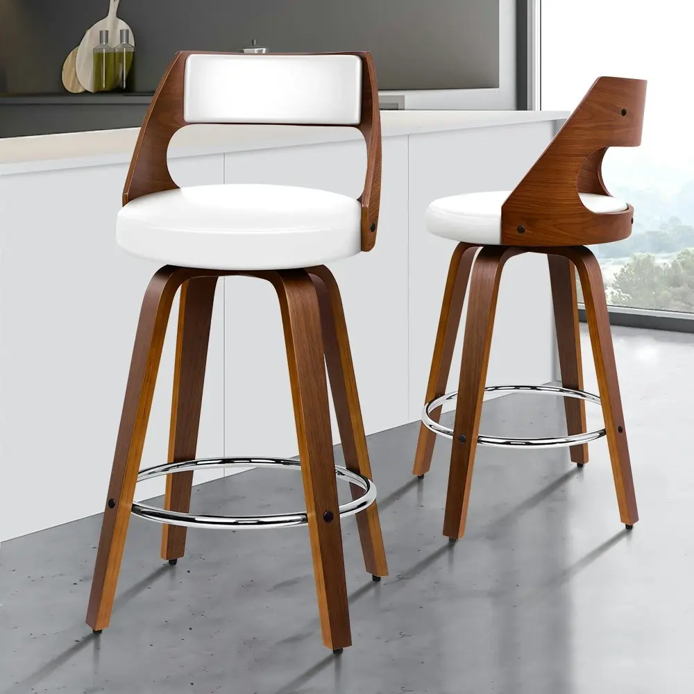 Alfordson Set of 2 Eden Elegant Modern Style Bar Stools (White)