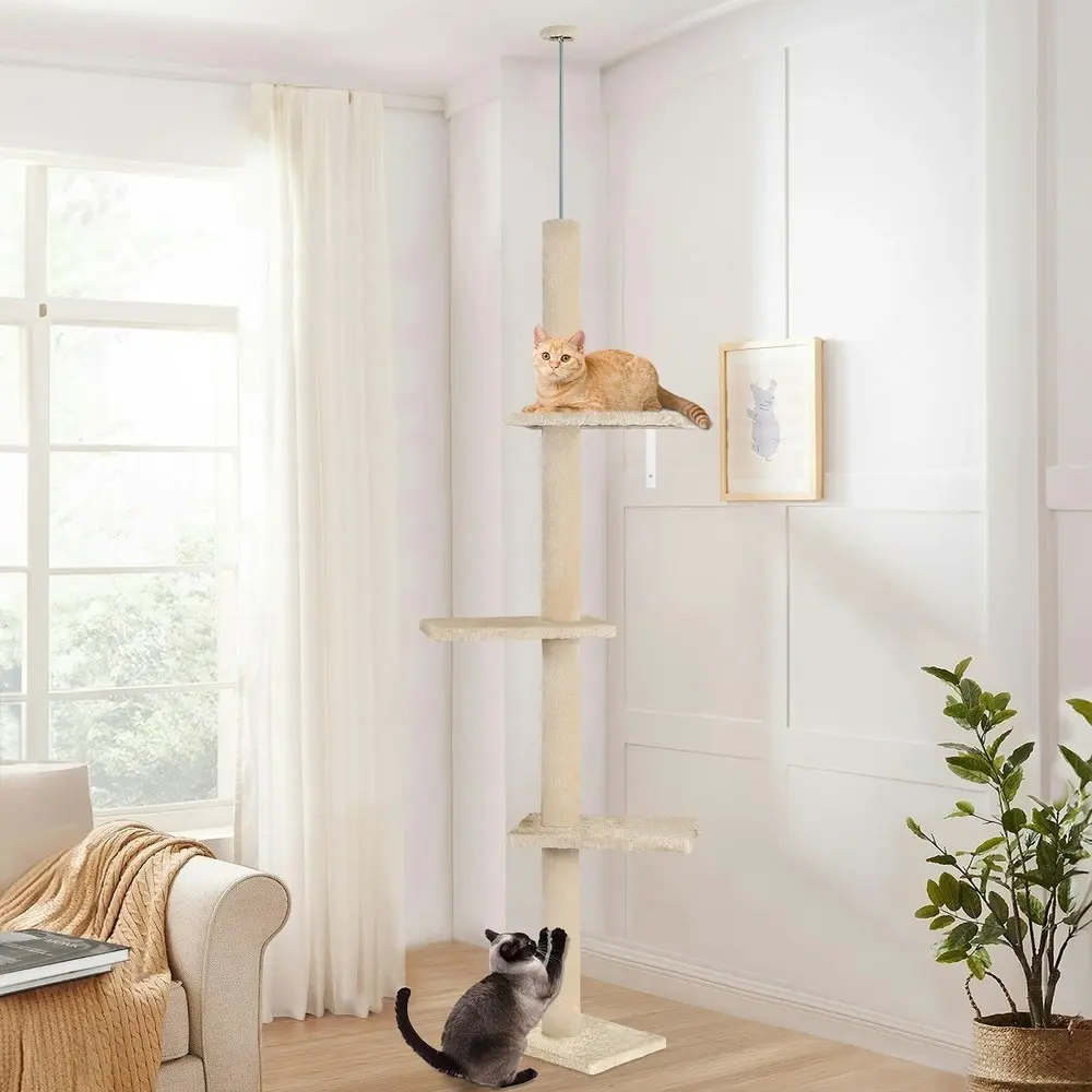 BEASTIE Cat Tree 230-286cm Beige Scratching Post Scratcher Tower