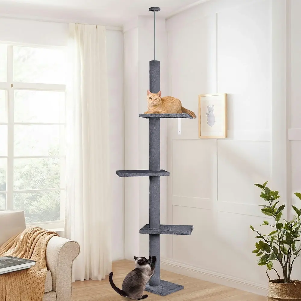 BEASTIE Cat Tree 230-286cm Grey Scratching Post Scratcher Tower