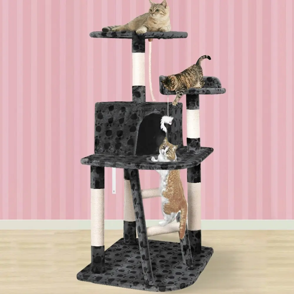 BEASTIE Cat Tree 120cm Grey Scratching Post 3-Platform