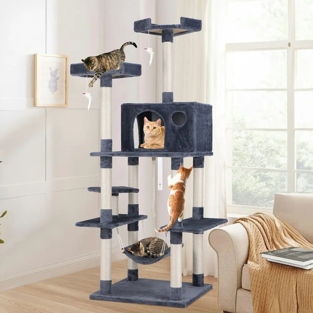 BEASTIE Cat Tree 184cm Grey Scratching Post Scratcher Tower