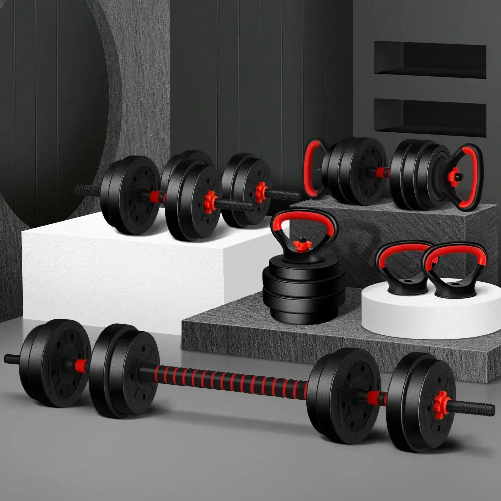 Black Lord 20kg Dumbbell Set 7in1 Adjustable Barbell Kettlebell