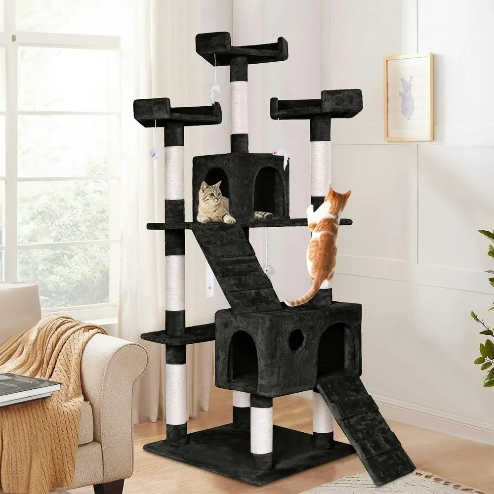 BEASTIE Cat Tree 100cm Black Scratcher Tower Scratching Post