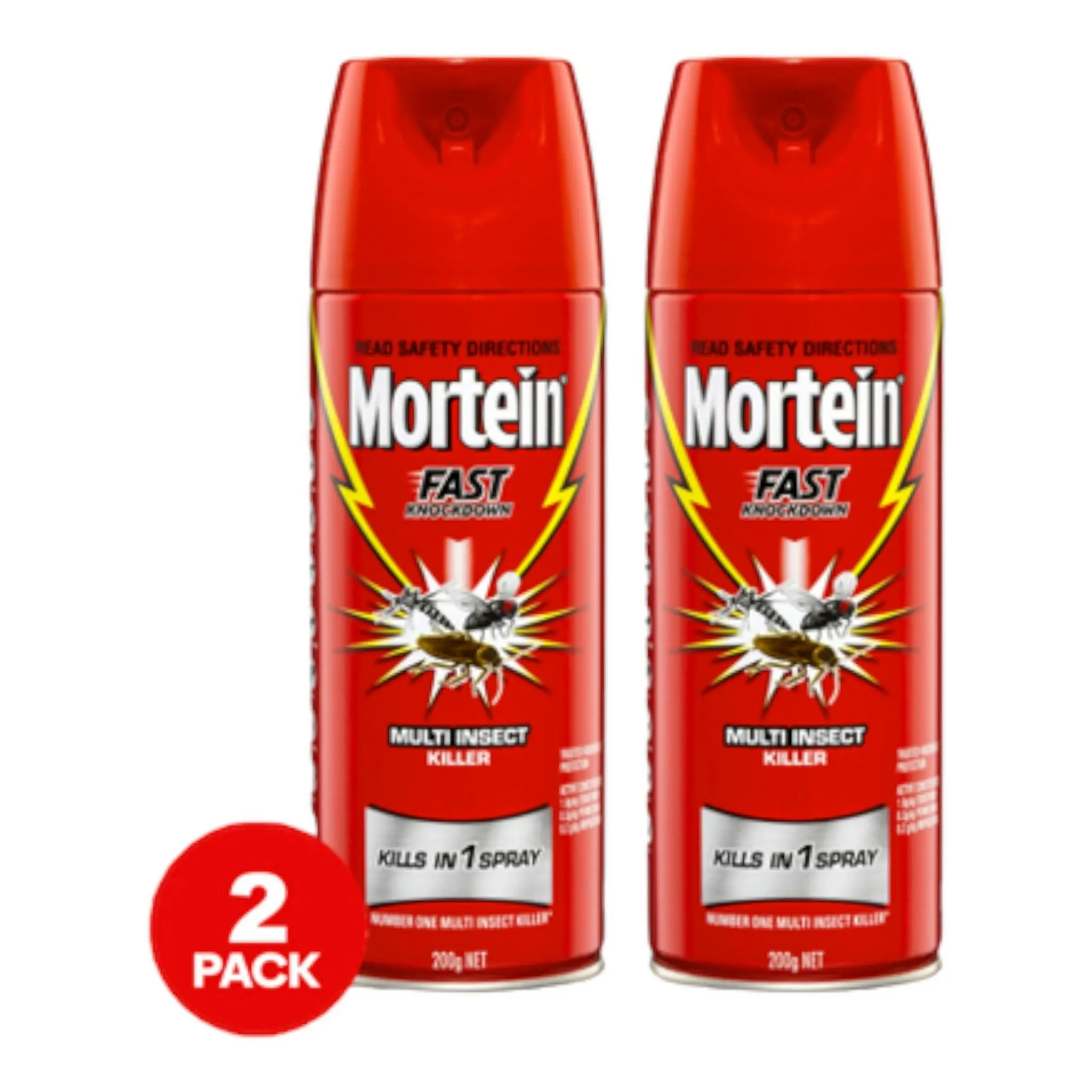 2 Pack Mortein Fast Knockdown Insect Killer Multi 200g