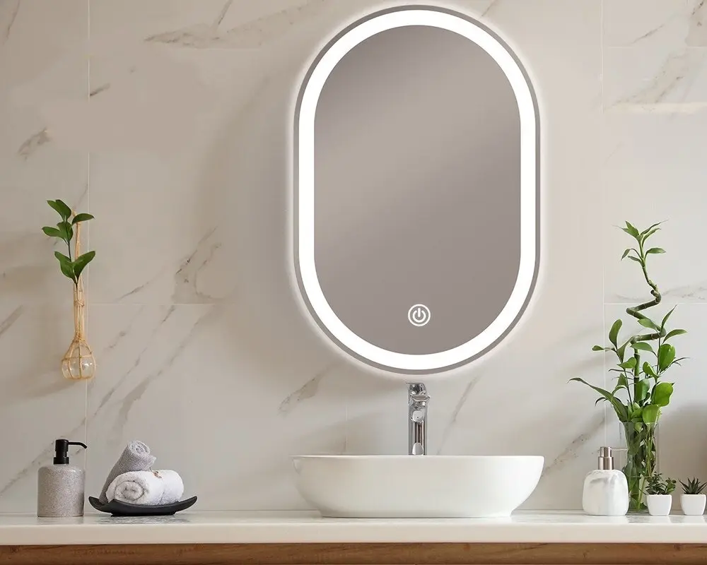 Viviendo LED Anti-Fog Mirror 50cm x 75cm Oval Wall Mounted Bathroom Vanity Dimmable LED Light with Touch Switch