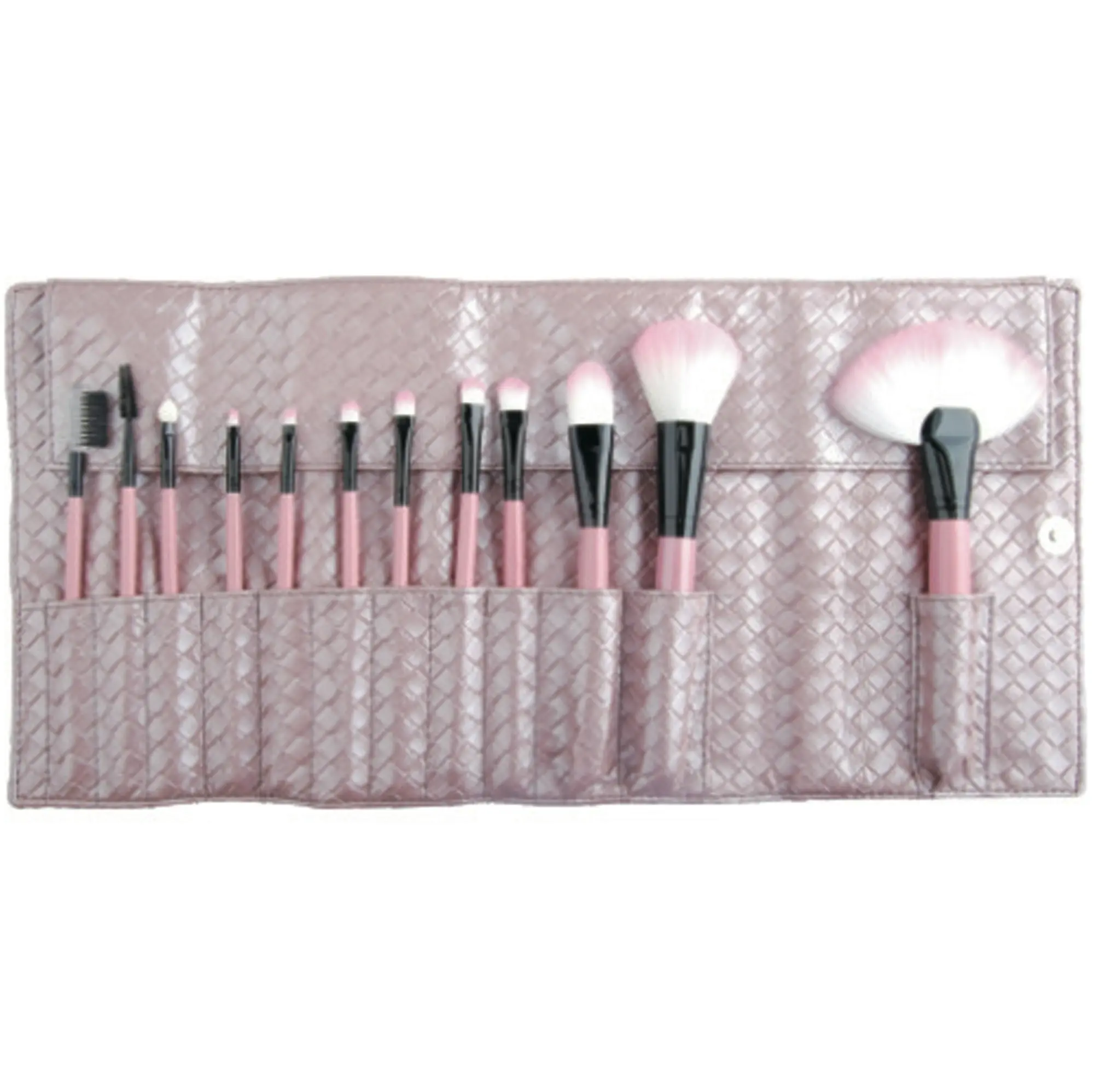 12 Piece Professional Makeup Brush Set Soft Bristle with Carry Case Pink