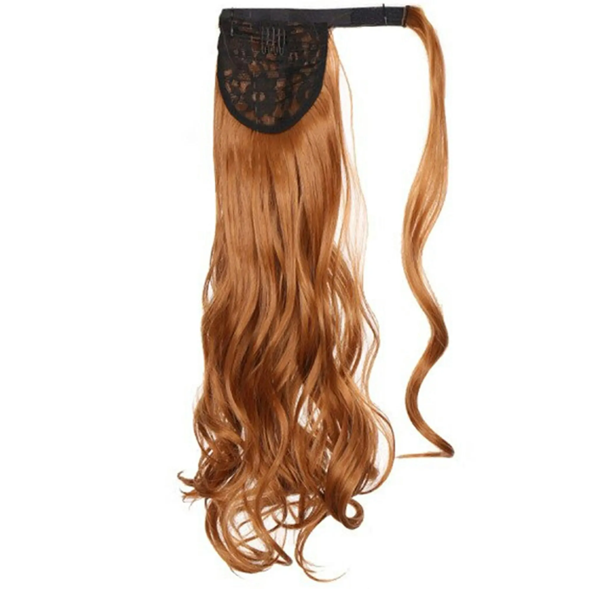 22" Chestnut Brown Hair Extension Quality Synthetic Hair Ponytail Curly Wavy