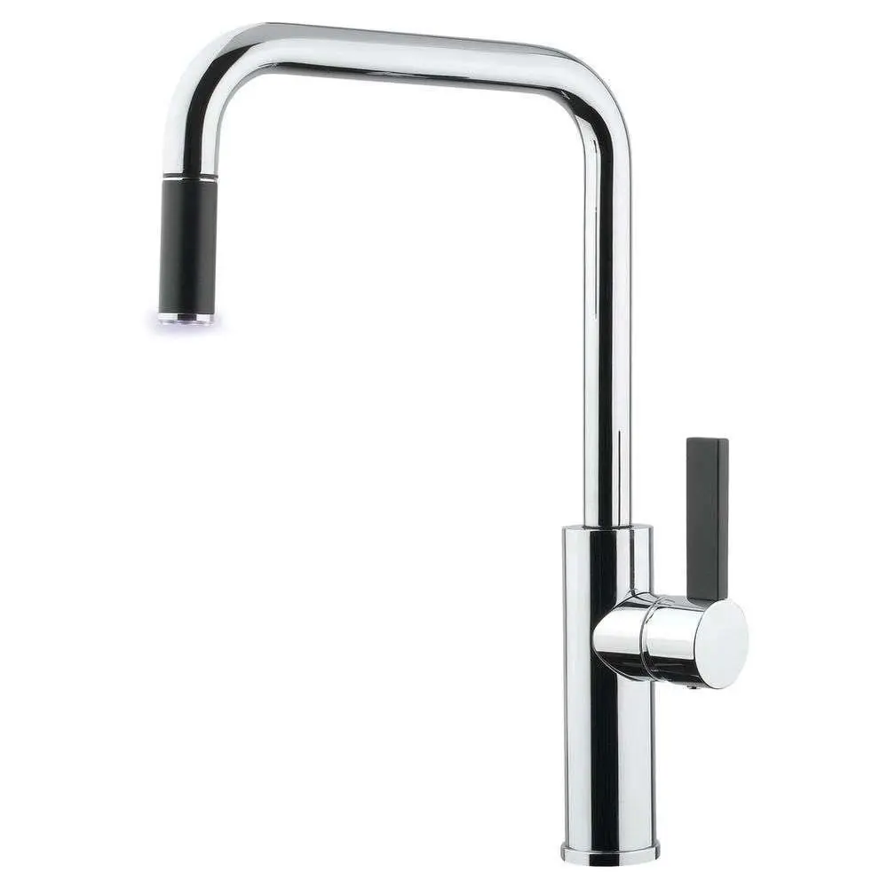 Abey Square Black Spout & Lever Chrome Pull Out Mixer Tap LUZ