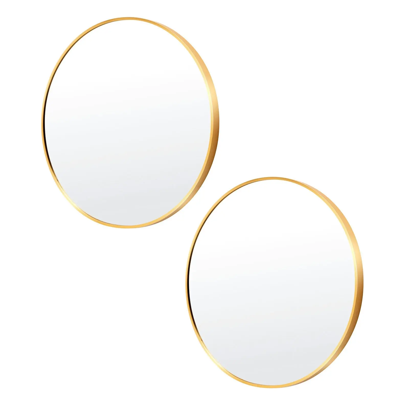 2 Set 60cm Wall Mirror Round Bathroom - GOLD