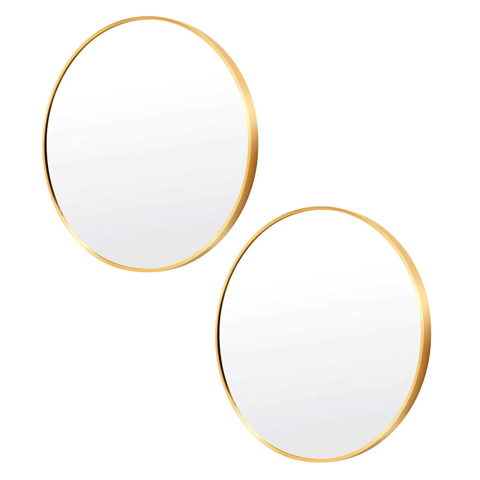 2 Set 70cm Wall Mirror Round Bathroom - GOLD