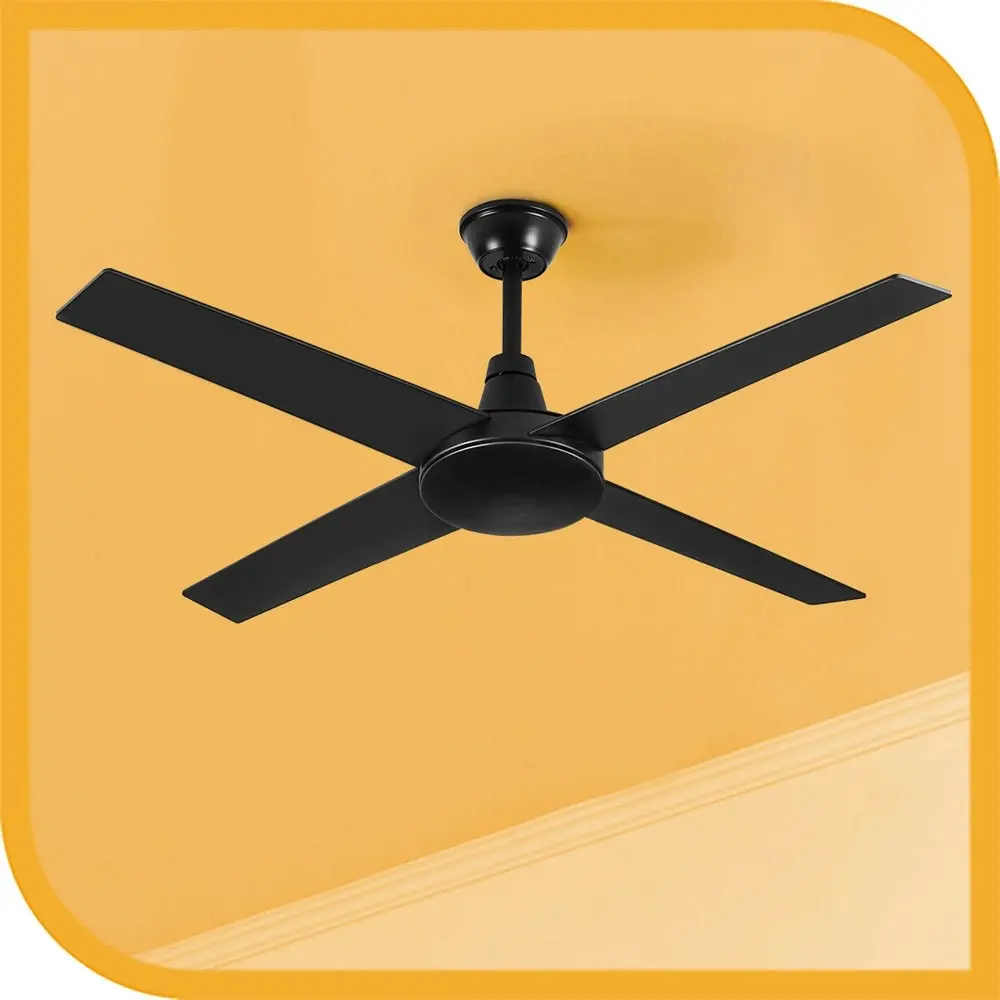 Krear 52" Ceiling Fan Wooden Blades Fans with Remote Control Timer 6 Speed Black