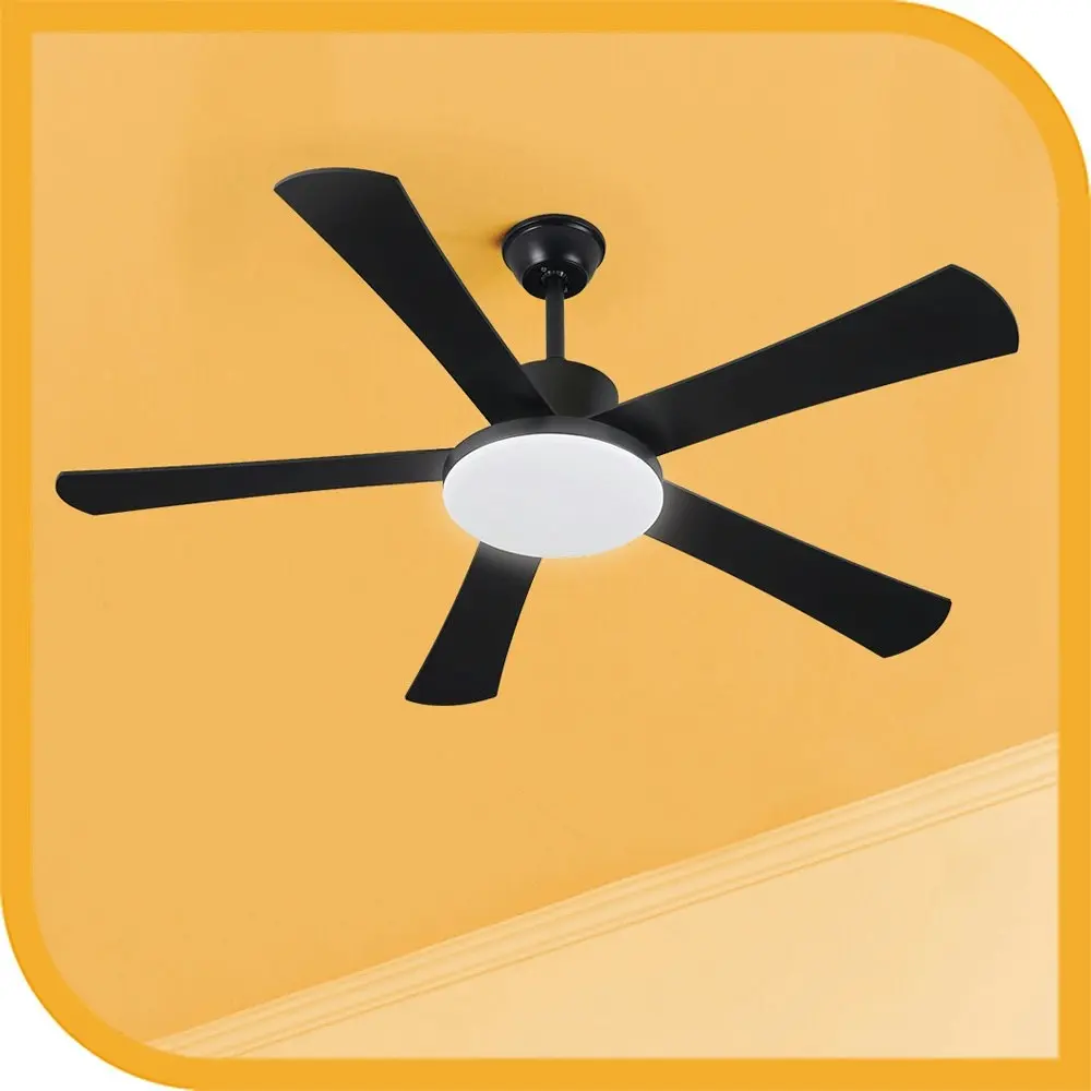 Krear 52" Ceiling Fan With Light 5 Wooden Blades Fans Remote Control 6 Speed