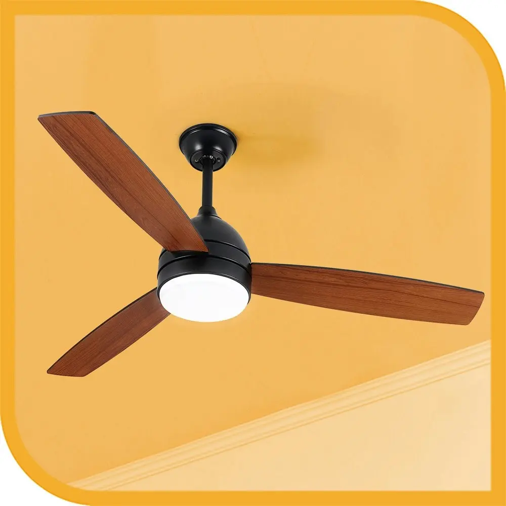 Krear 52" Ceiling Fan With Light 6 Speed Wooden Blades DC Motor Remote Control