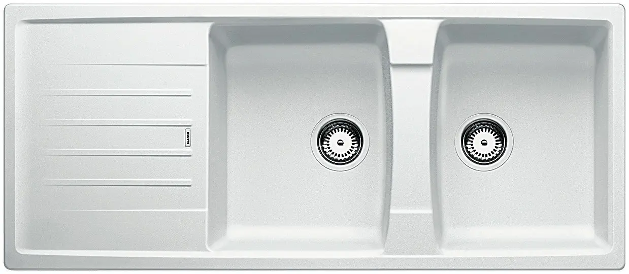 Blanco White Double Bowl Inset Granite Sink With Drainer LEXA8SWK5 526813