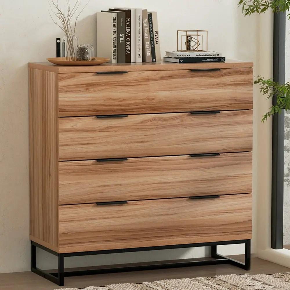 Artiss 4 Chest of Drawers Tallboy - NOCHE Rust Oak