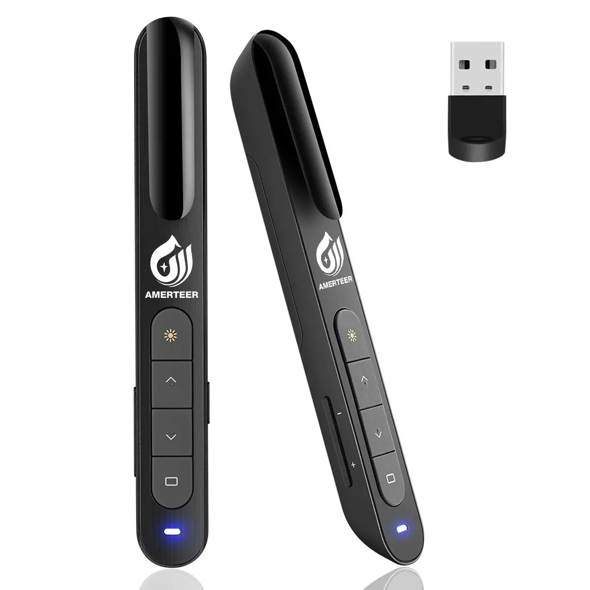 AMERTEER Wireless Presenter,Support Hyperlink RF 2.4GHz Powerpoint PPT Clicker Presentation Remote Control Laser Pointer Flip Pen