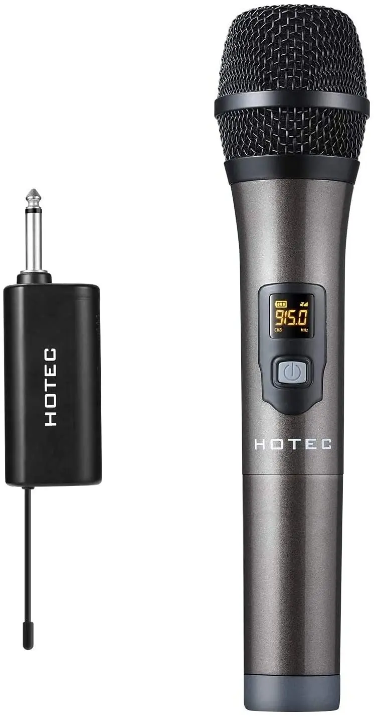 Hotec UHF Wireless Dynamic Handheld Microphone with Rechargeable 1/4” Output Mini Portable Receiver for Live Performance Over PA, Mixer, Speaker (H-U0