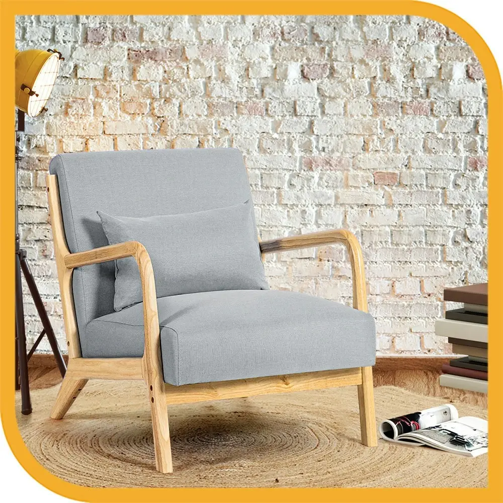 Furb Armchair Lounge Chair Accent Armchairs Wood Sofa Couches Seat Light Grey