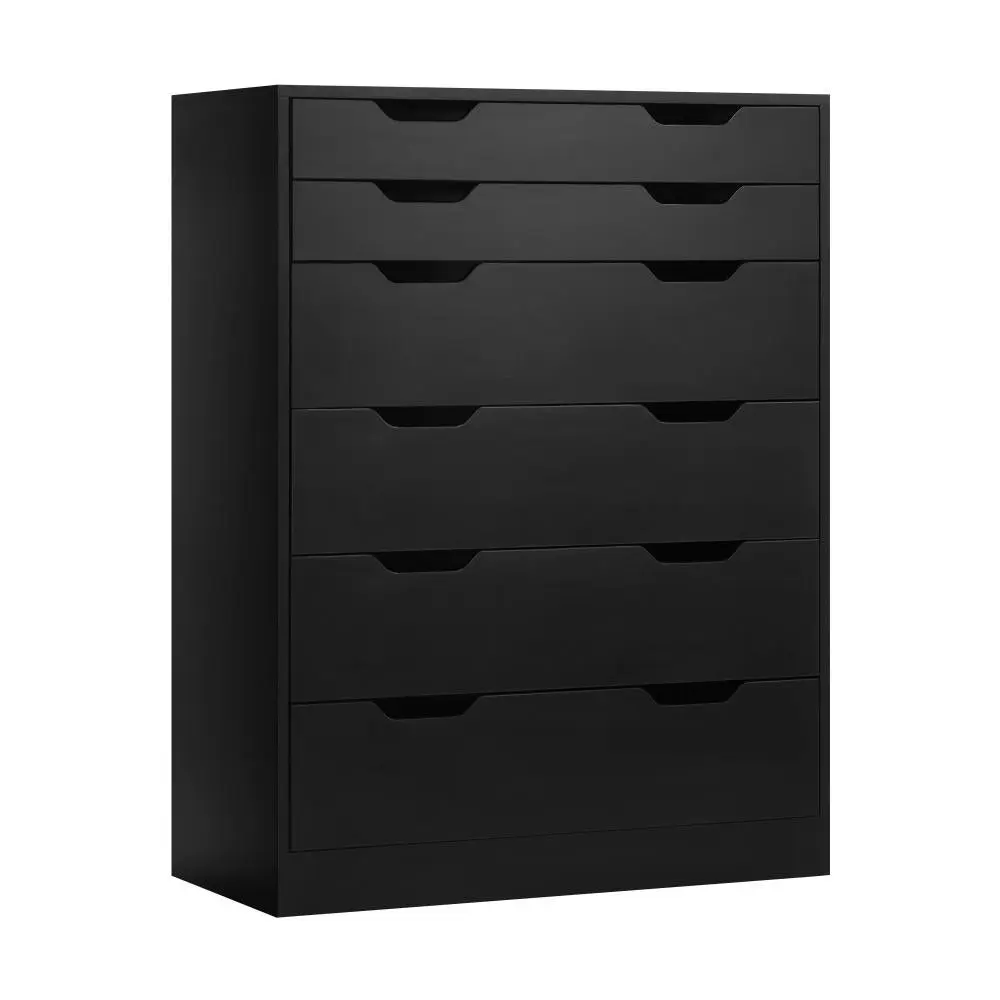 ELOUEF 6 Chest of Drawers Tallboy Storage Cabinet Dresser Bedroom Black