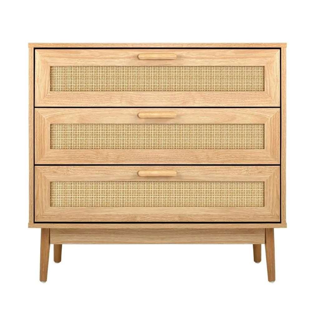 DAVIN 3 Chest of Drawers Tallboy Cabinet Clothes Storage Rattan Furniture