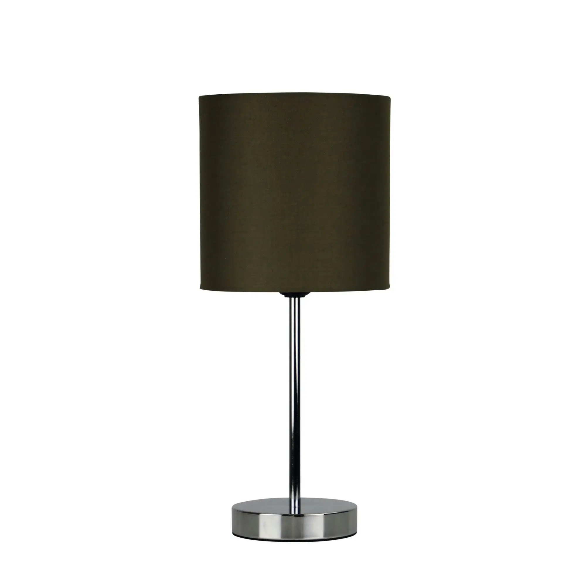 ZOLA TABLE LAMP Chrome Basewith Taupe Shade