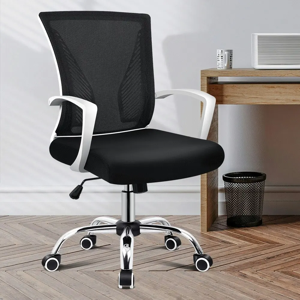 Alfordson Mid Back Tilt Mesh Office Chair Black White