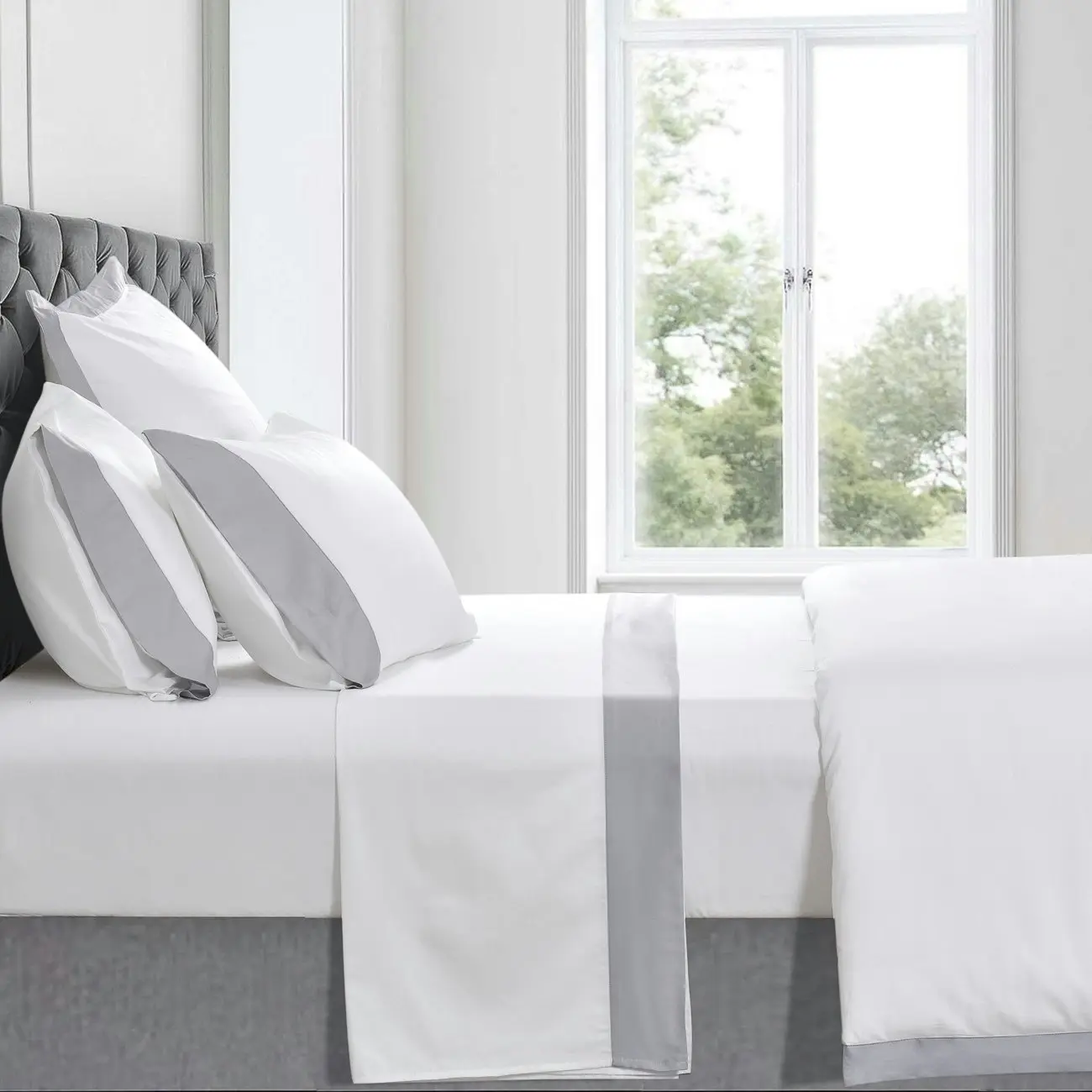 Plaza Grey 1000TC Sheet Set King Bed