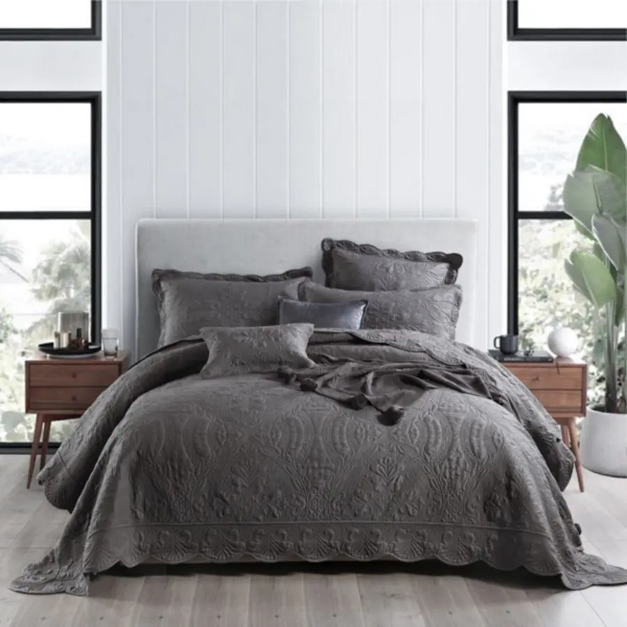 Medici Grey Bedspread Queen Bed