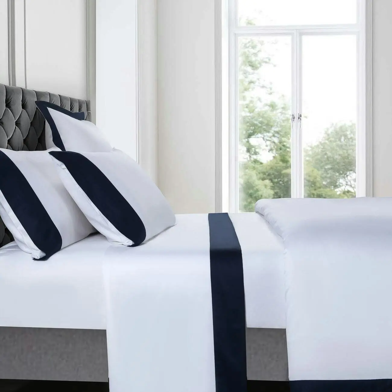 Plaza Navy 1000TC Sheet Set King Bed