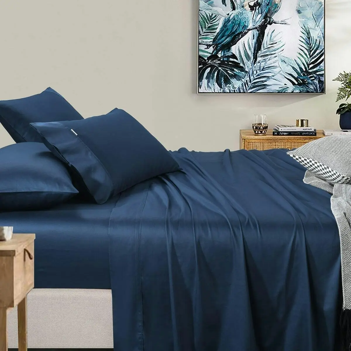 400 Thread Count Queen Bed Extra Depth Sheet set Navy