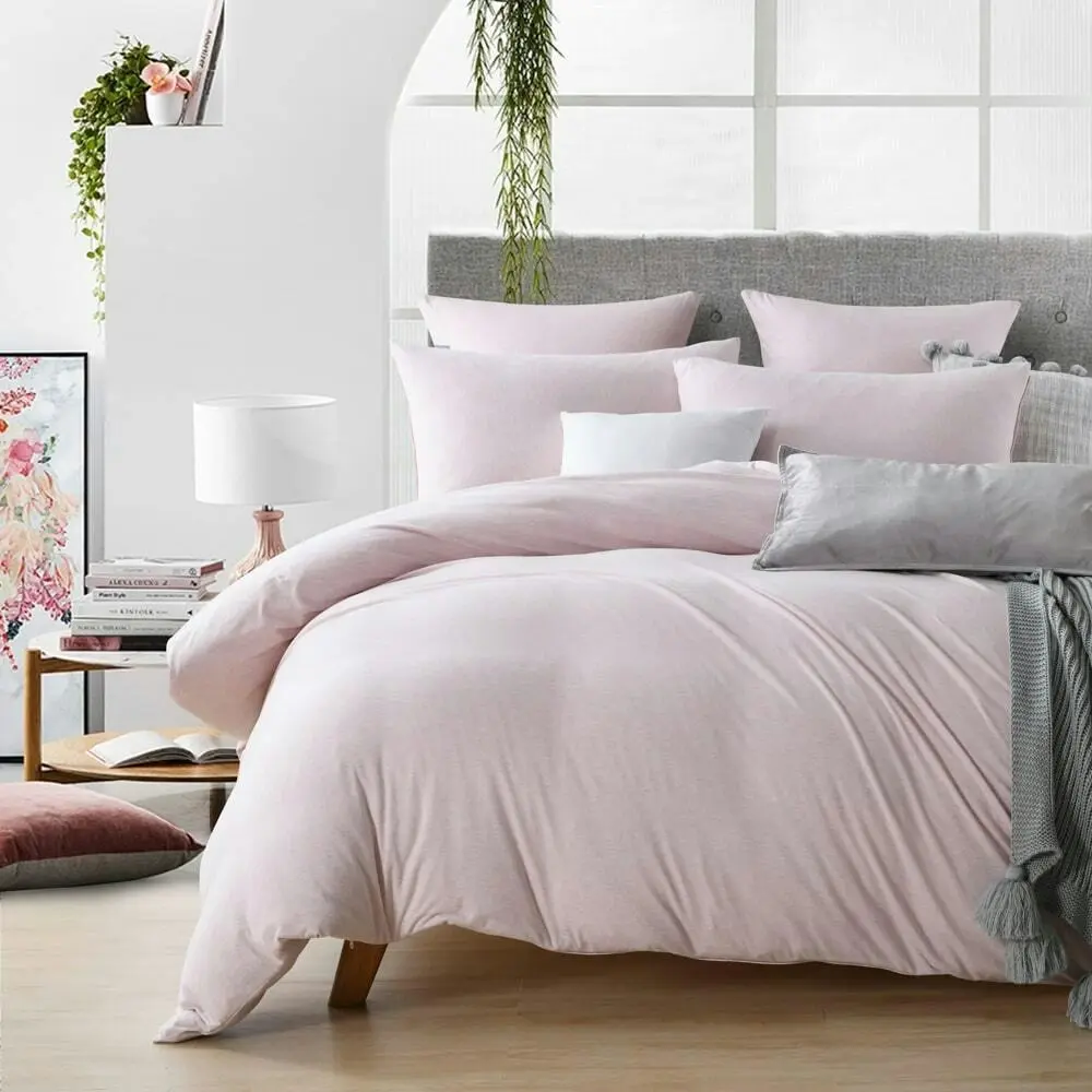 Jersey Quilt Cover Set Blush