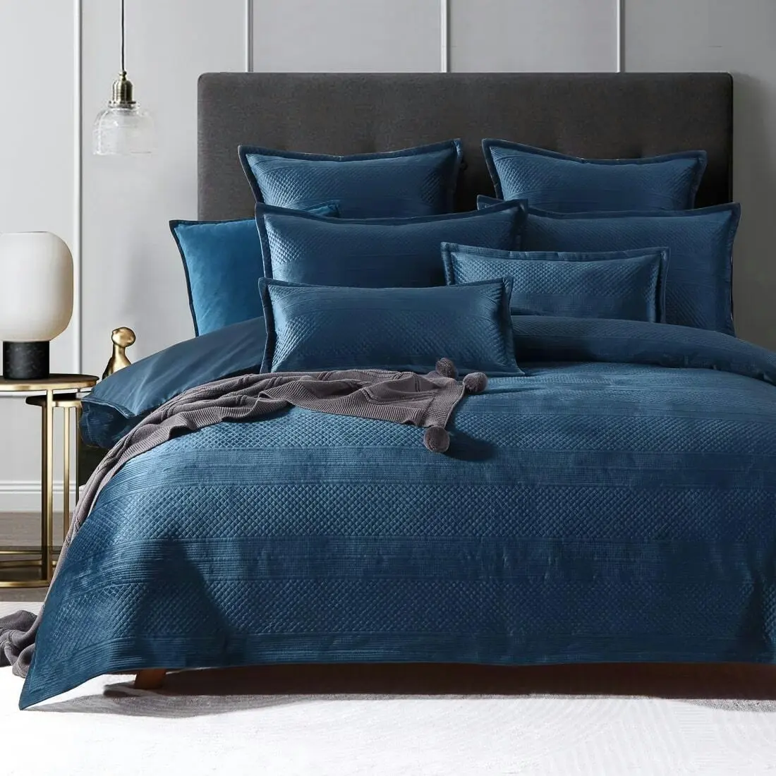 Emma Quilt Cover Set Navy