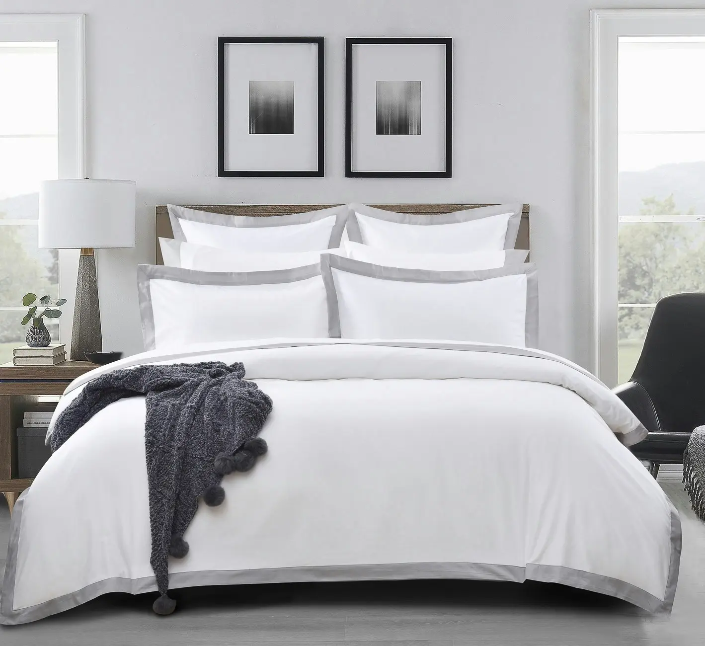 Plaza Grey 1000TC Quilt Cover Set