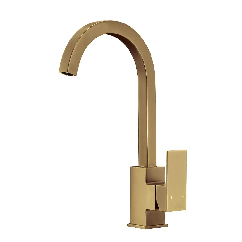 Simplus Brass Kitchen Mixer Tap Sink Faucet Taps Laundry Swivel Brushed Gold