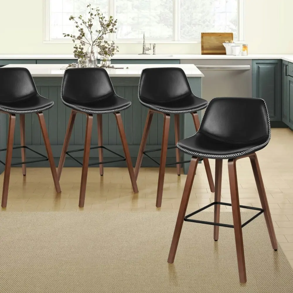 Alfordson Bar Stools Embellished Stitching Black Noah X4