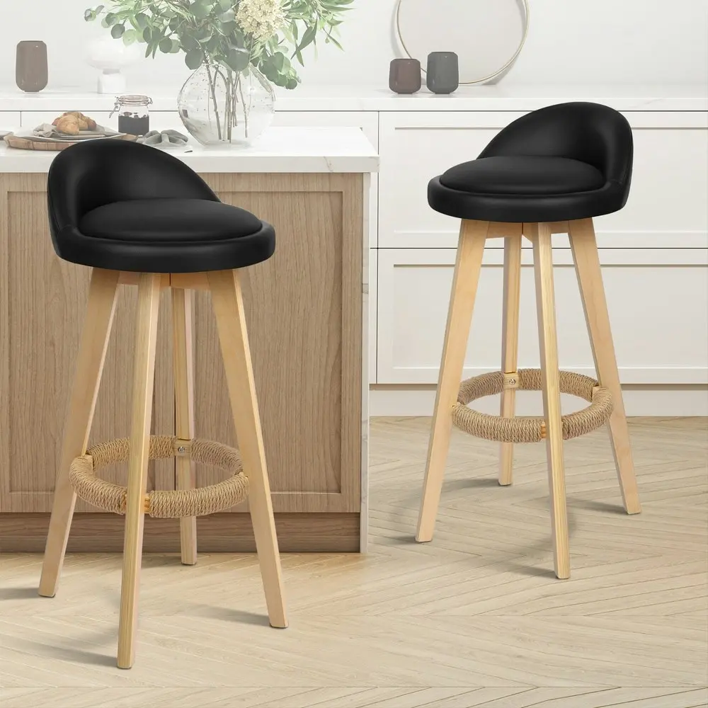 Alfordson Bar Stools Wooden Black X2