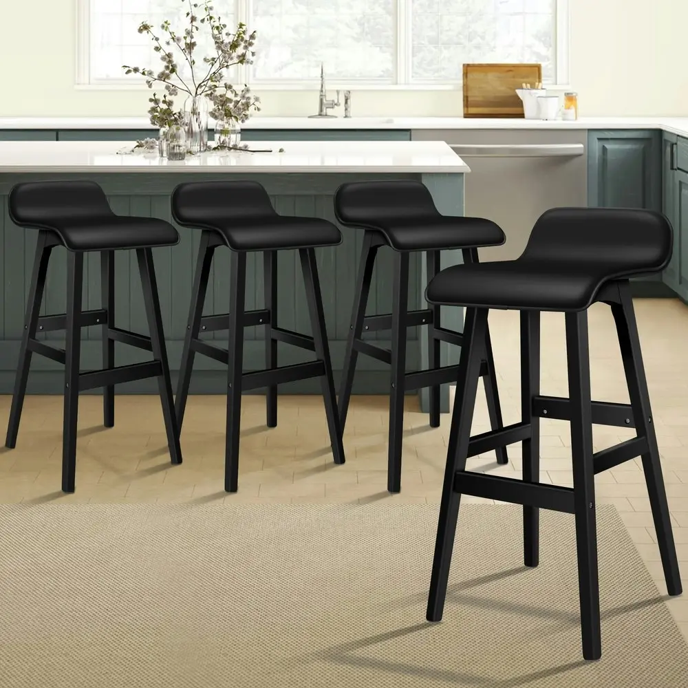 Alfordson Bar Stools Wooden All Black X4