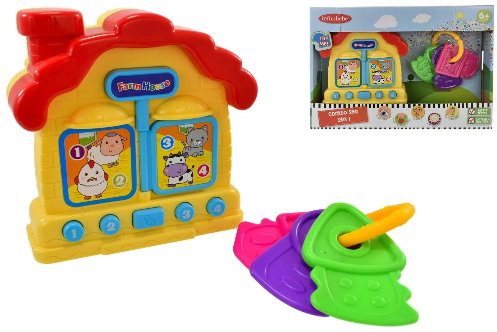 Infunbebe Baby Combo Farm House & Rattle Keys Play Set