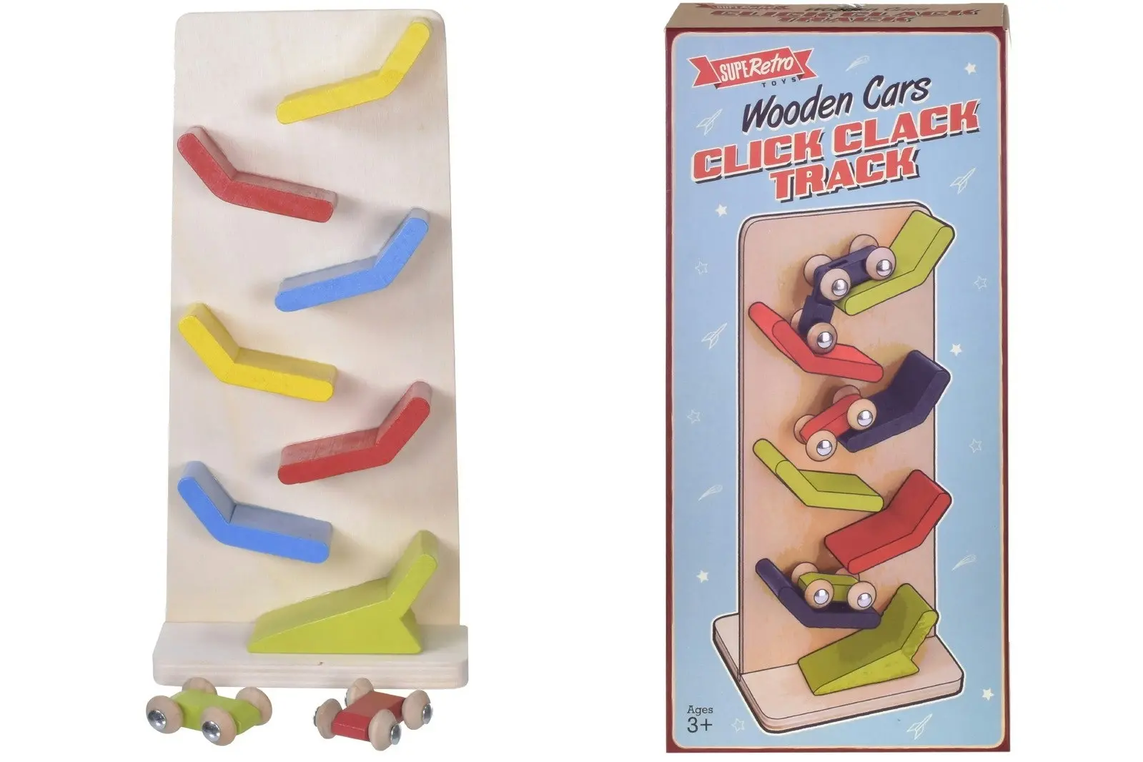 Retro Wooden Cars Click Clack Track