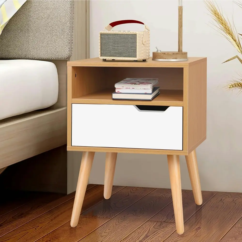 Alfordson Bedside Table Scandinavian Oak White