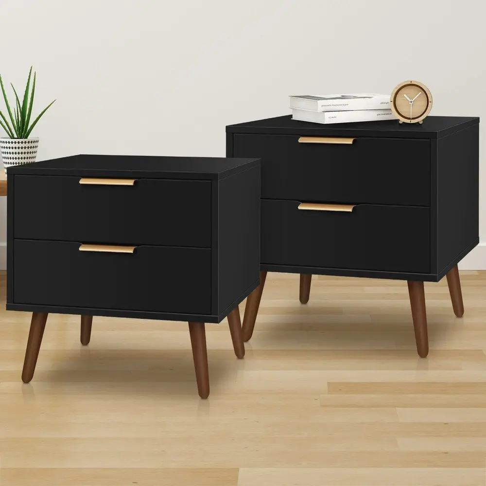 Alfordson 2x Bedside Table Scandinavian Black