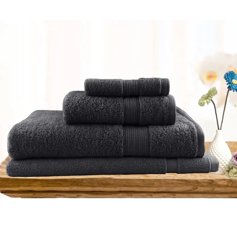 Softouch 4 Pcs Ultra Light Quick Dry Premium Cotton Bath Towel Set 500gsm Charcoal