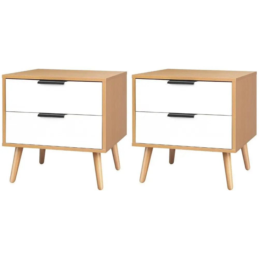 Alfordson 2x Bedside Table Scandinavian White Wood