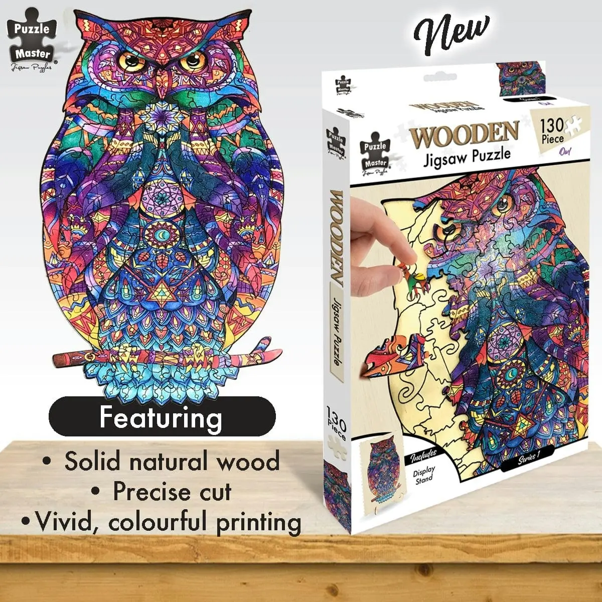 Puzzle Master 130 Piece Wooden Jigsaw Puzzle, Owl