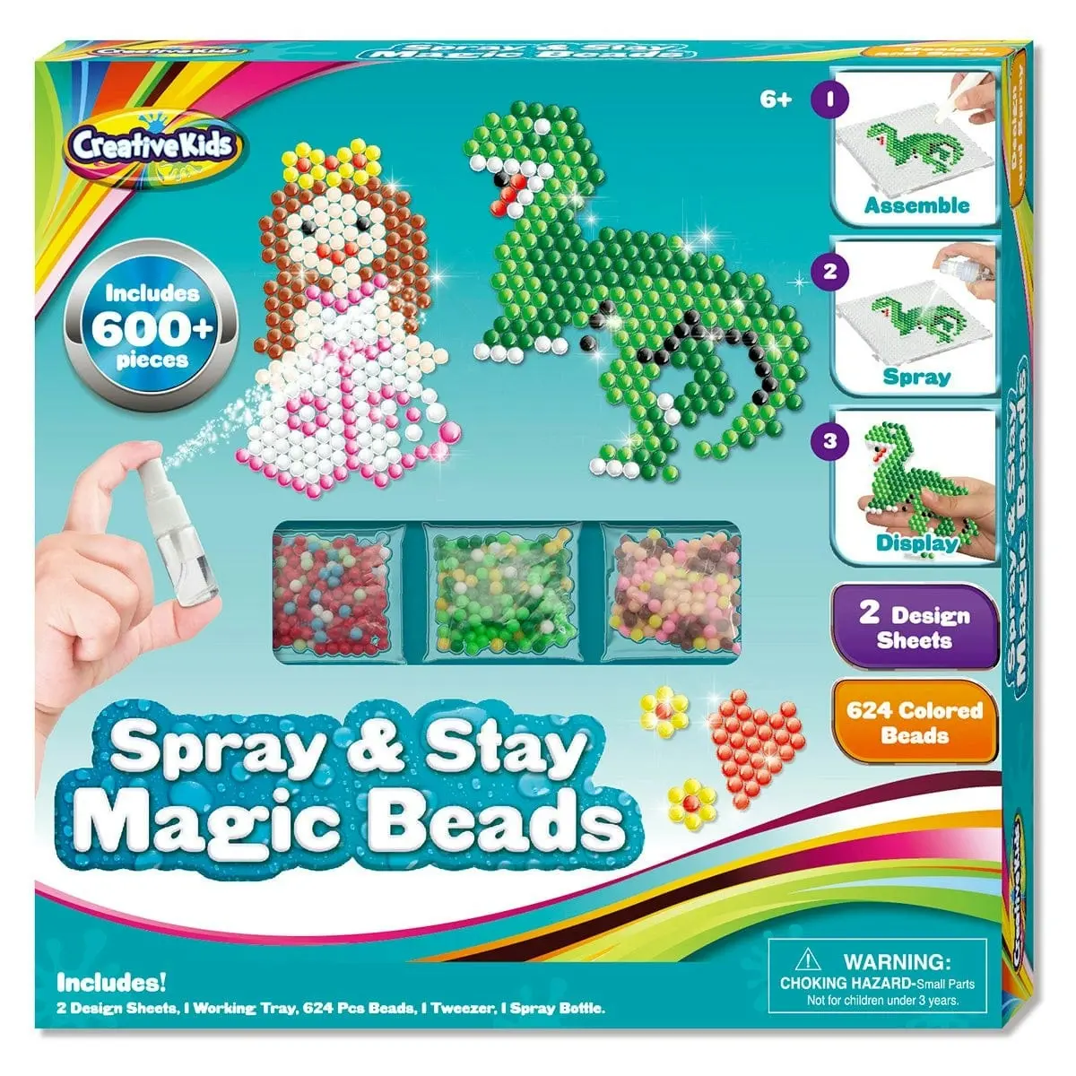 Creative Kids Dinosaur & Princess Spray & Stay Magic Beads