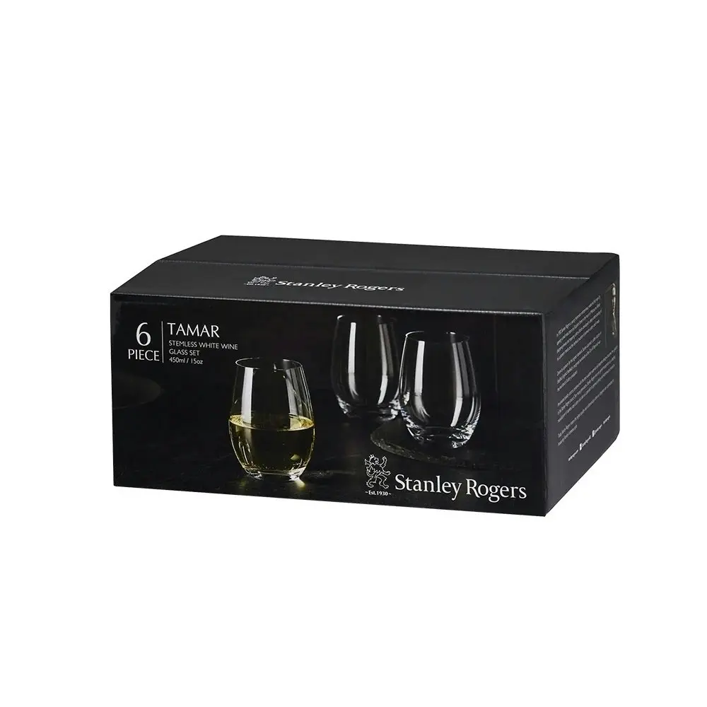 Stanley Rogers TAMAR STEMLESS WHITE WINE GLASSES 450ml SET 6