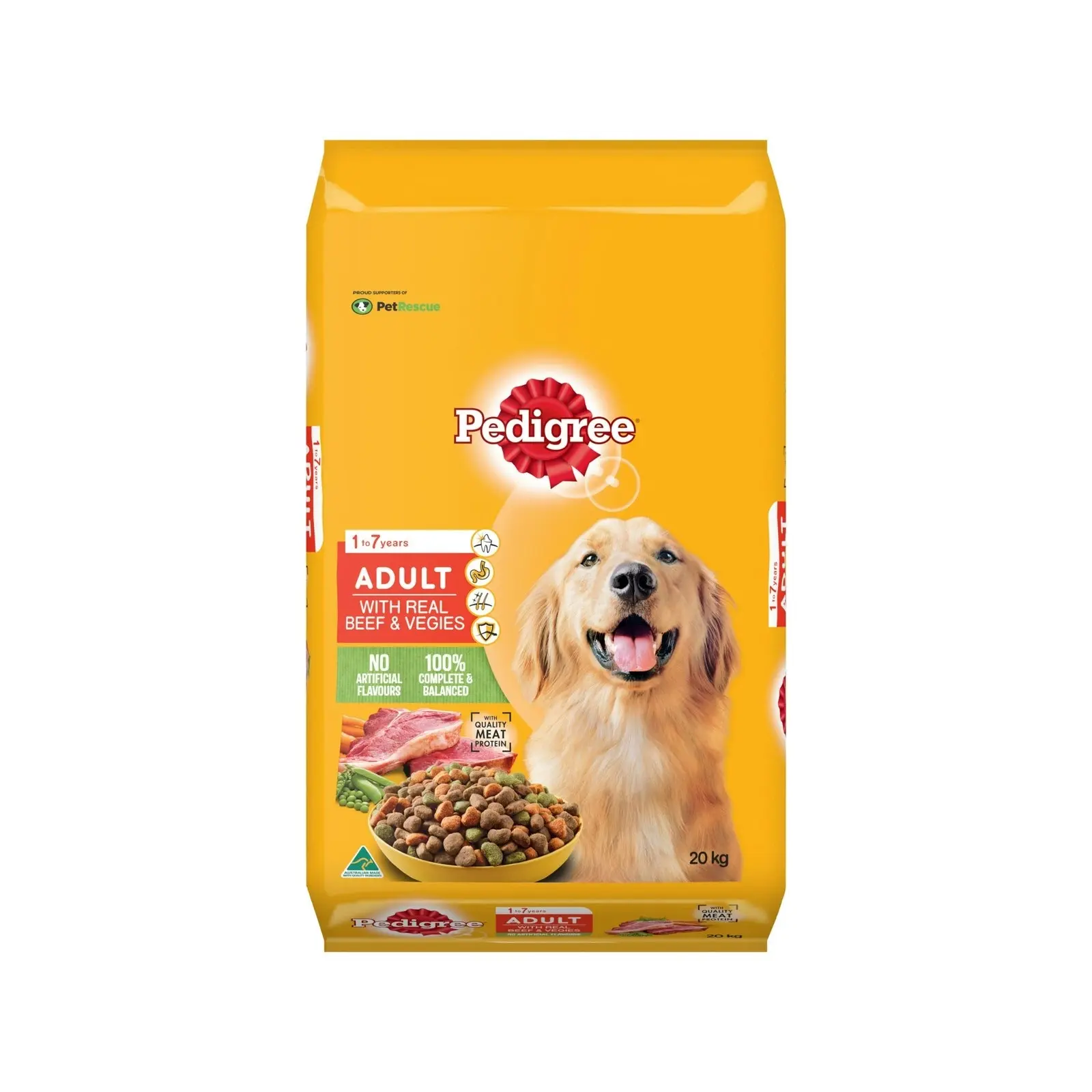 Pedigree Adult Dry Dog Food Real Beef Bulk 20kg