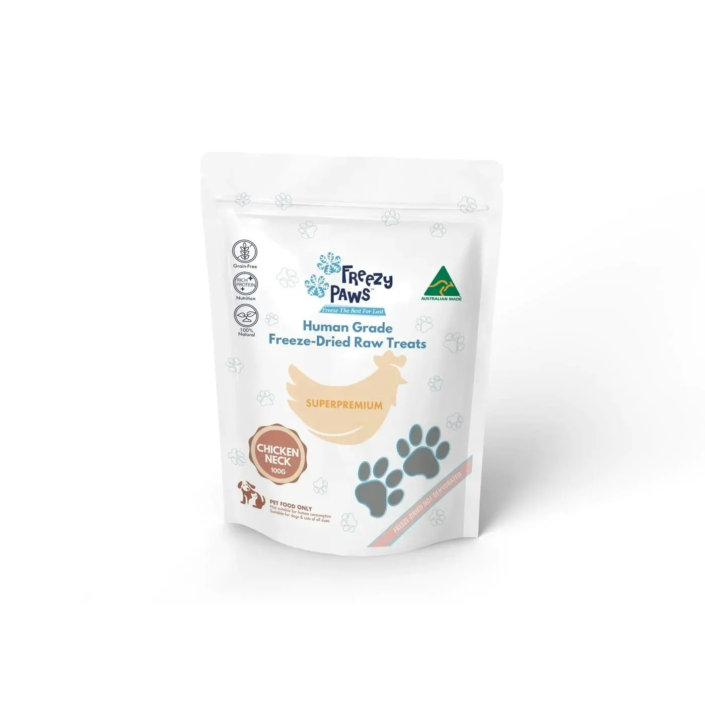 Freezy Paws Freeze Dried Chicken Necks Dog And Cat Treats 100g